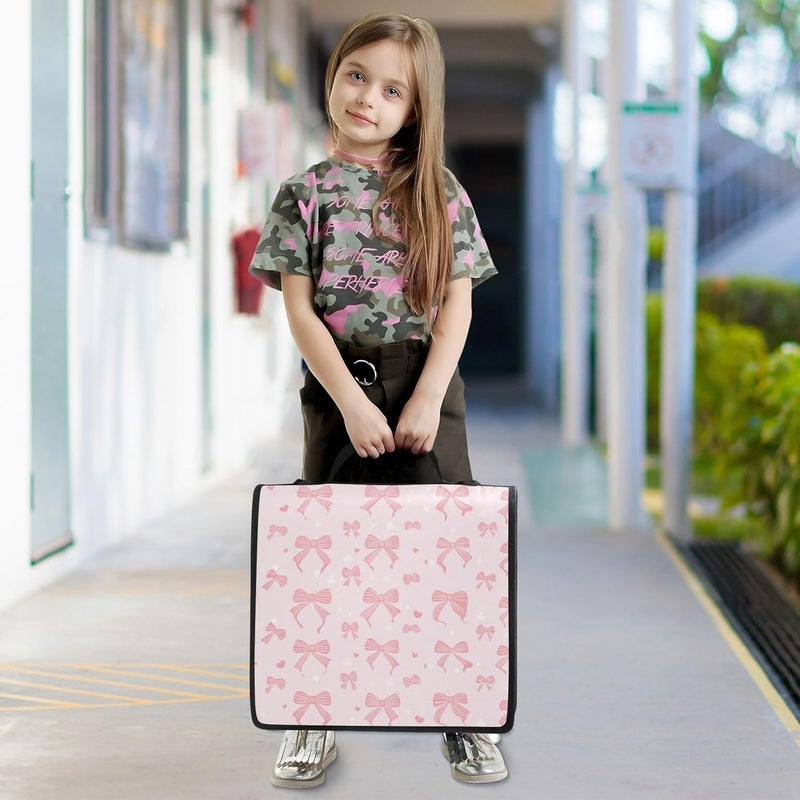 KEEPREAL Ribbon Bow Zipper Binder for School with Shoulder Strap & Extra Pockets - 1.5 Inch 3-Ring Binder Holds 500+ Sheets, Textbooks, Laptop - Image 3